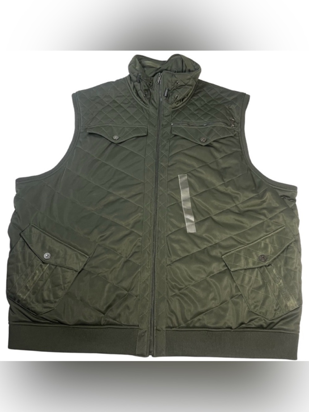 NWT Sean John Men’s 5XB Quilted Vest Olive Green Utility Military Style Big Tall